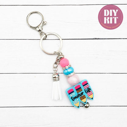 Teach & Inspire DIY Keychain Kit, Teacher Keychain Kit, Beadable Keychain Kit, Teacher Gift