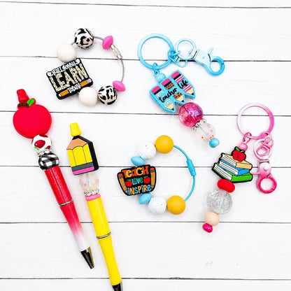 Homeroom Bead Craft Kit, Beadable Pens, DIY Craft, Silicone, Focal Beads, Beaded Keychain