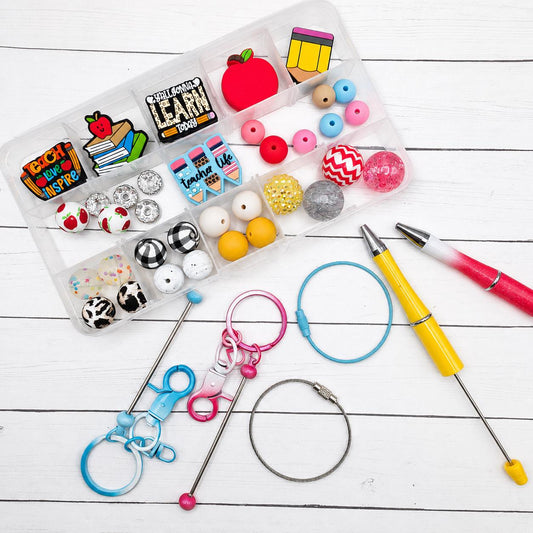 Homeroom Bead Craft Kit, Beadable Pens, DIY Craft, Silicone, Focal Beads, Beaded Keychain