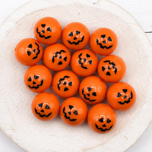 Pumpkin 20mm Acrylic Beads, 5 or 10 Count, Acrylic Beads for Pens, Chunky Beads, Halloween Beads