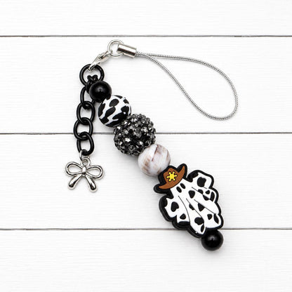 Howdy Boo Tumbler Charm, Halloween Cup Charm, Ghost Cup Accessory, Western Cow Print Charm
