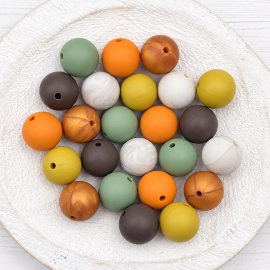 Hello Harvest 15mm Silicone Beads, (10 or 24 count), Fall Collection
