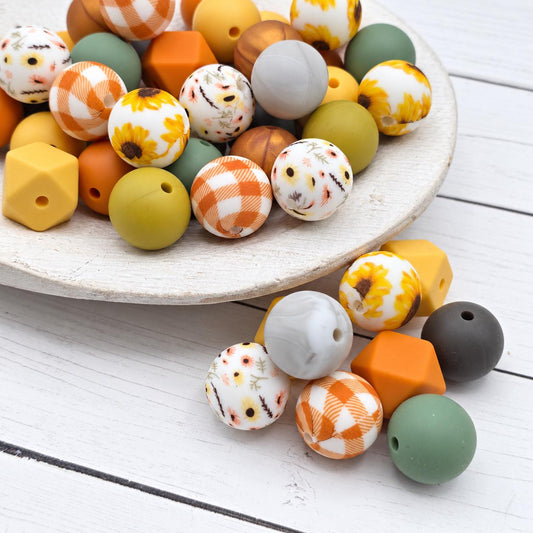 Cozy Country Silicone Bead Mix, 15mm, 24 Count