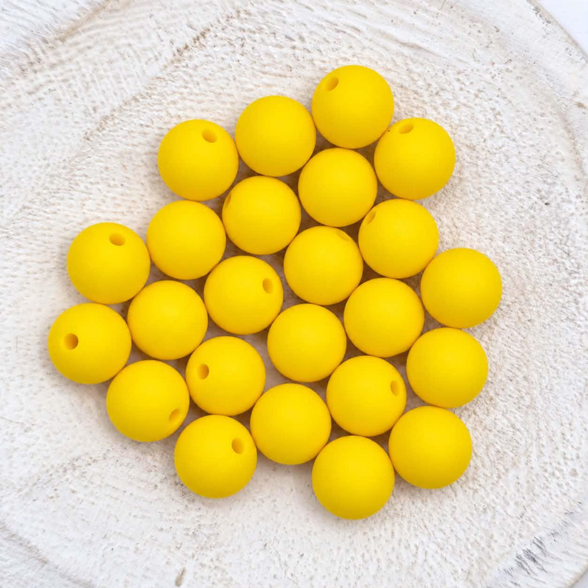 Bright Yellow 12mm Silicone Beads, 20 Count