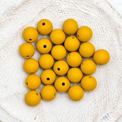 Mustard 12mm Silicone Beads, 20 Count