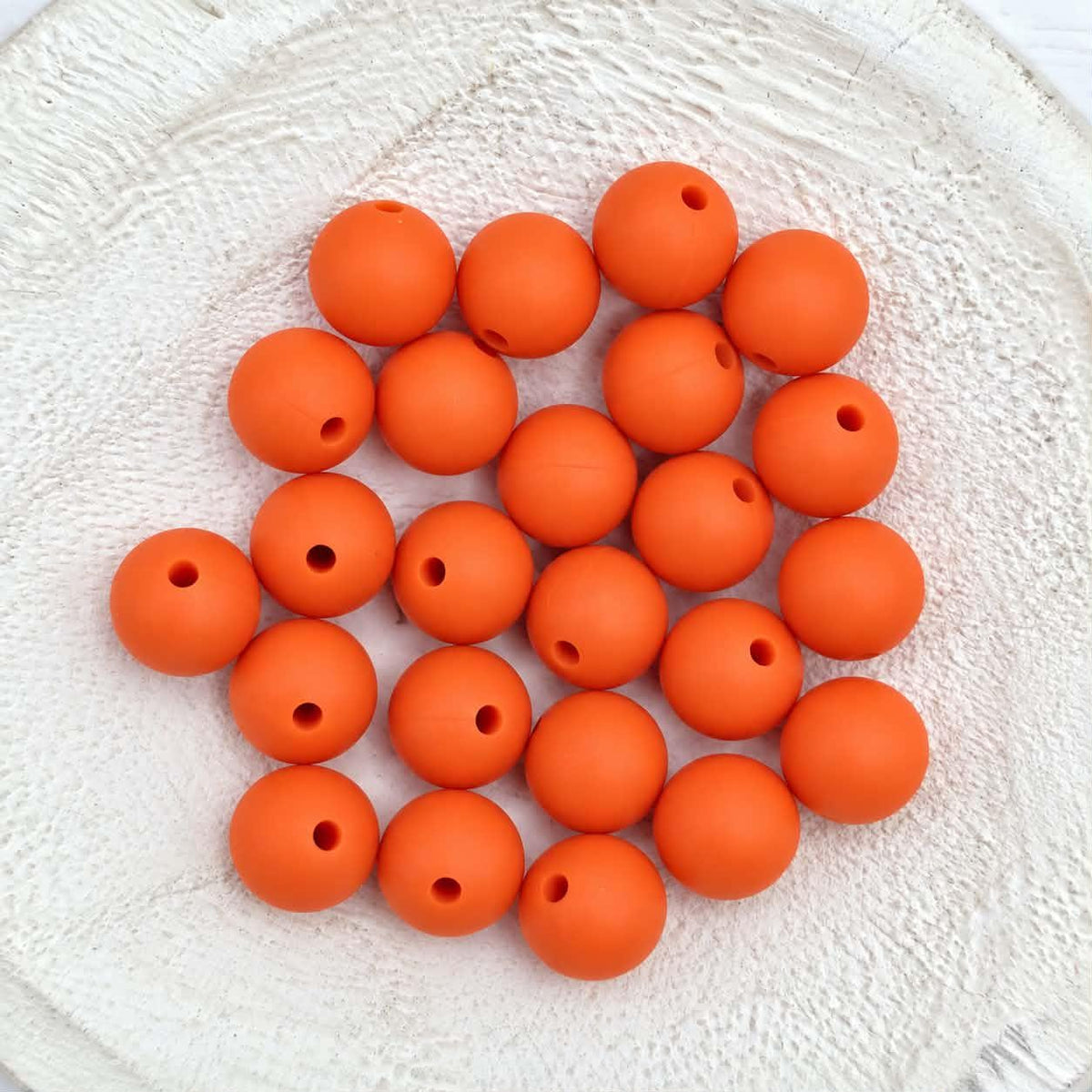 Dark Orange 12mm Silicone Beads, 20 Count