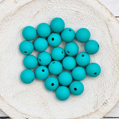 Lake Blue 12mm Silicone Beads, 20 Count
