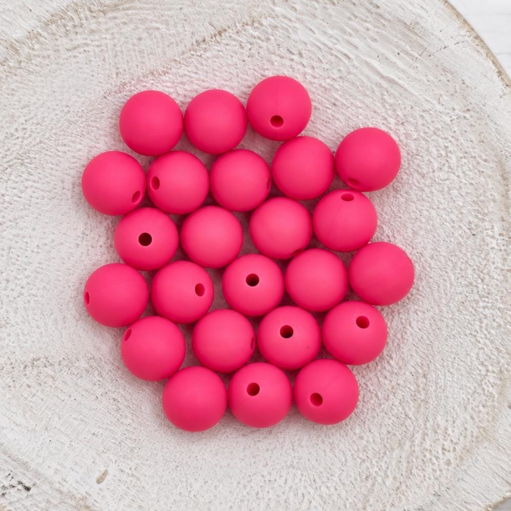 Hot Pink 12mm Silicone Beads, 20 Count