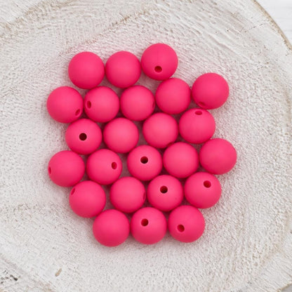 Hot Pink 12mm Silicone Beads, 20 Count