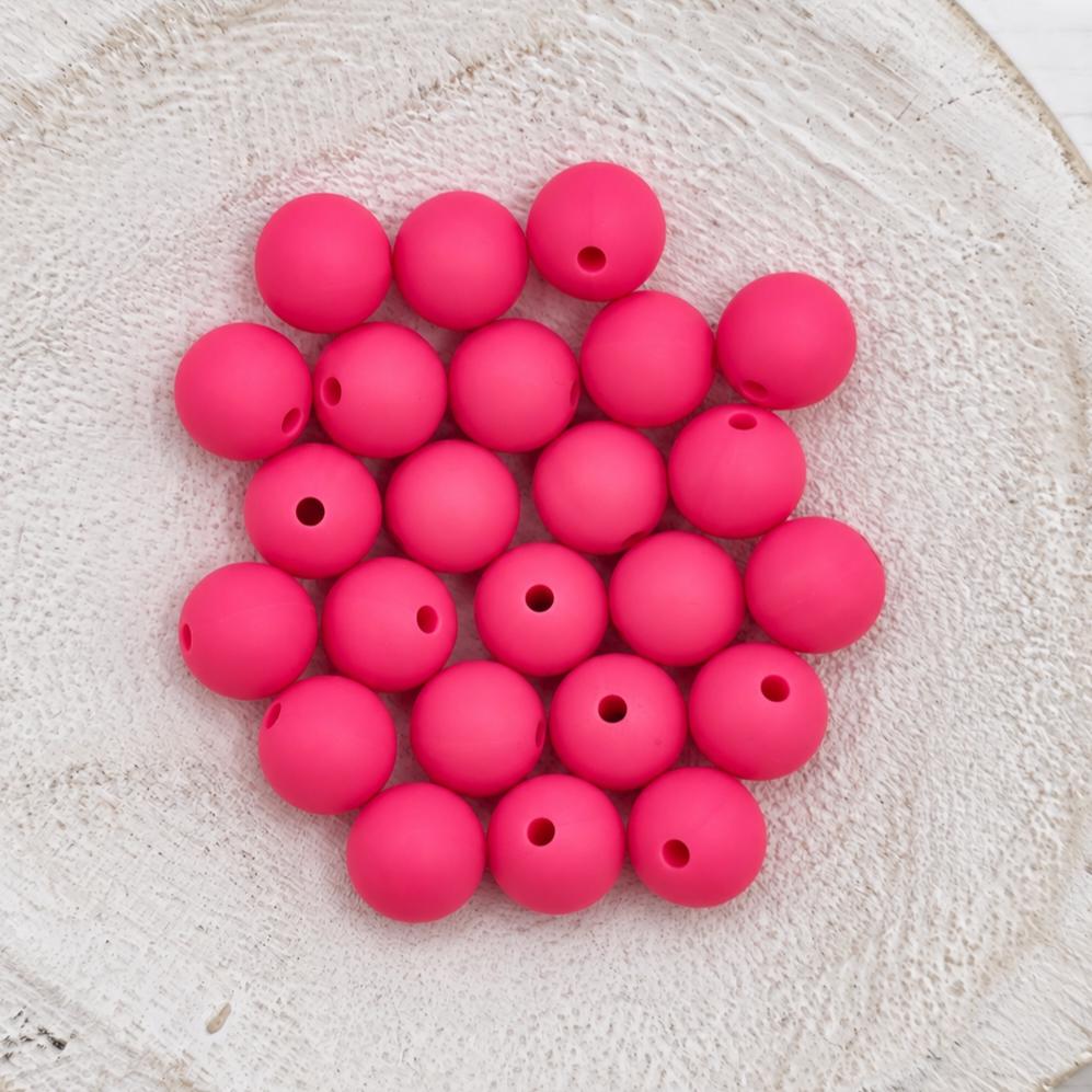 Hot Pink 12mm Silicone Beads, 20 Count