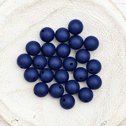 Navy 12mm Silicone Beads, 20 Count