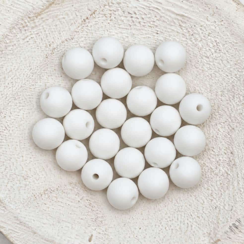 White 12mm Silicone Beads, 20 Count