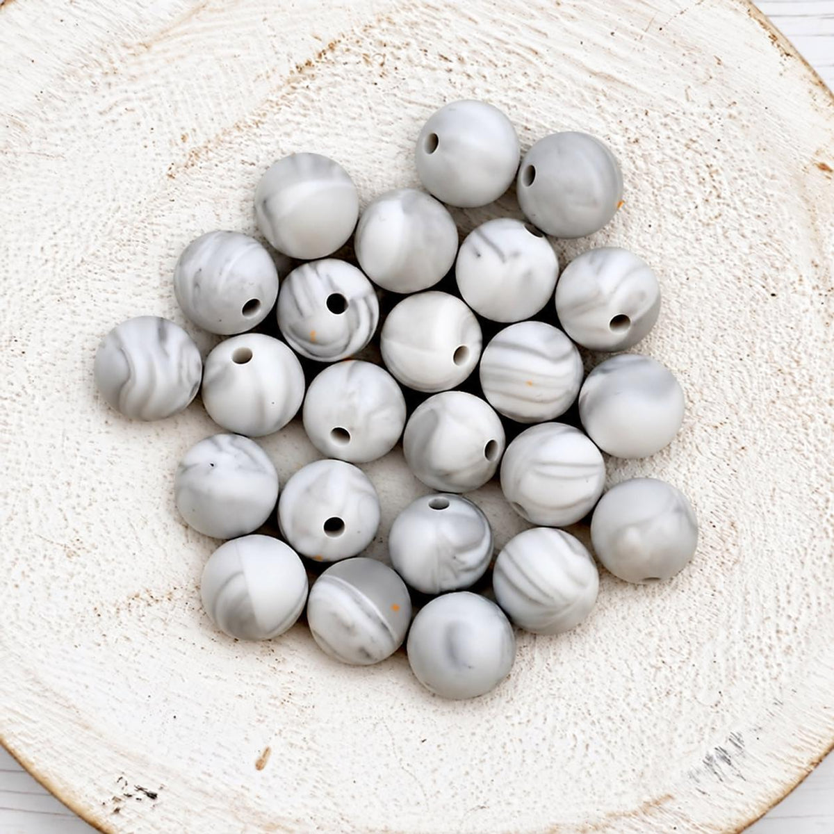 Gray Marble 12mm Silicone Beads, 20 Count