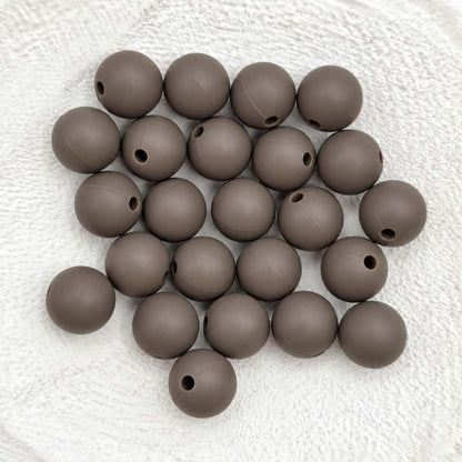 Coffee 12mm Silicone Beads, 20 Count