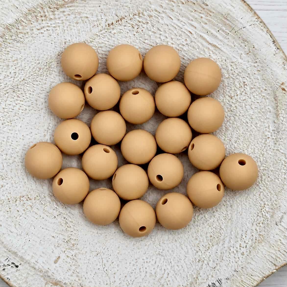 Sandstone 12mm Silicone Beads, 20 Count