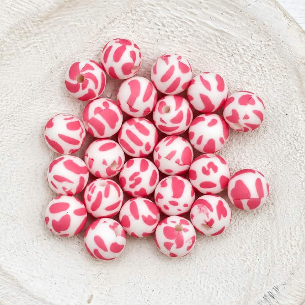 Pink Cow 12mm Silicone Beads, 20 Count