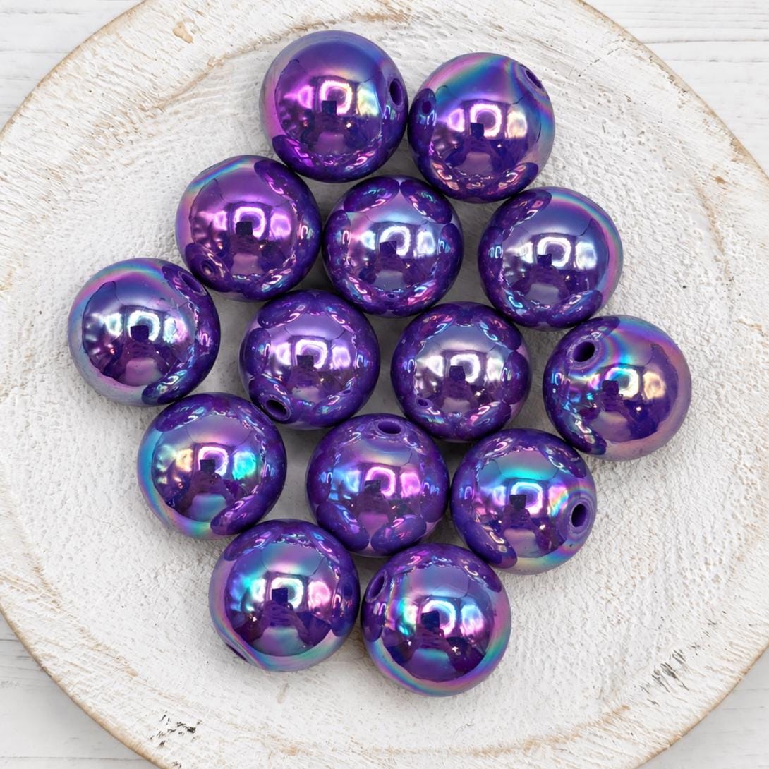 Purple AB 20mm Acrylic Beads, 5 or 10 Count