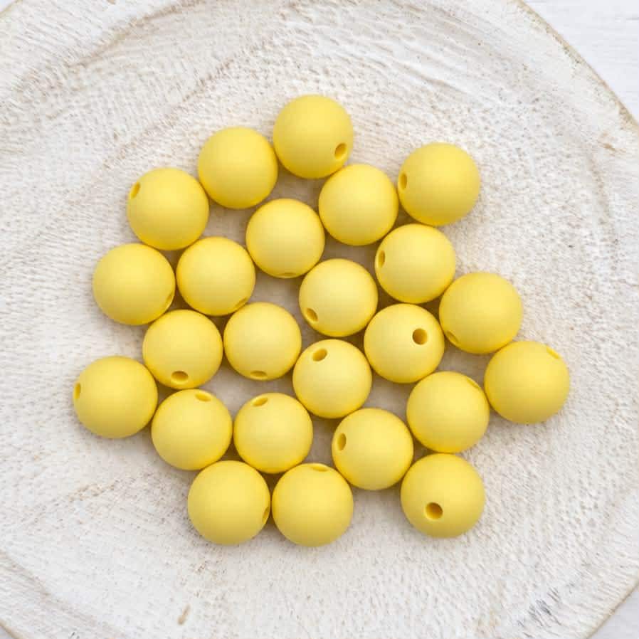 Cream Yellow 12mm Silicone Beads, 20 Count