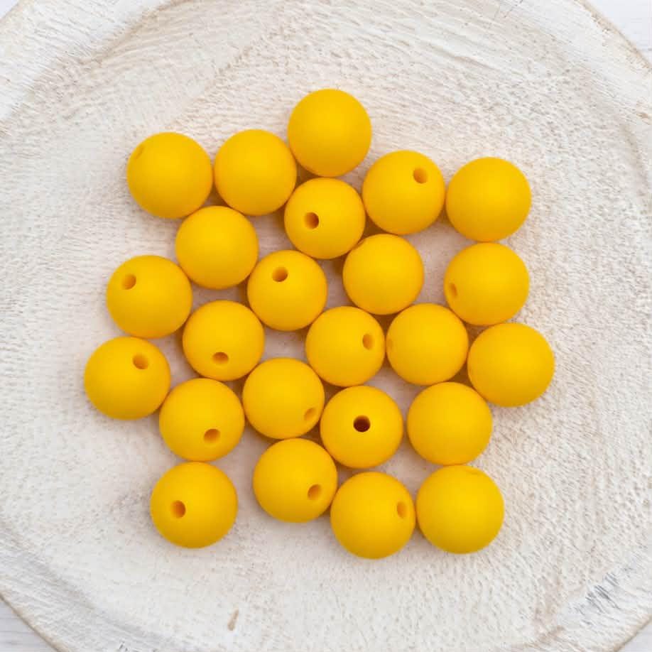 Yellow 12mm Silicone Beads, 20 Count