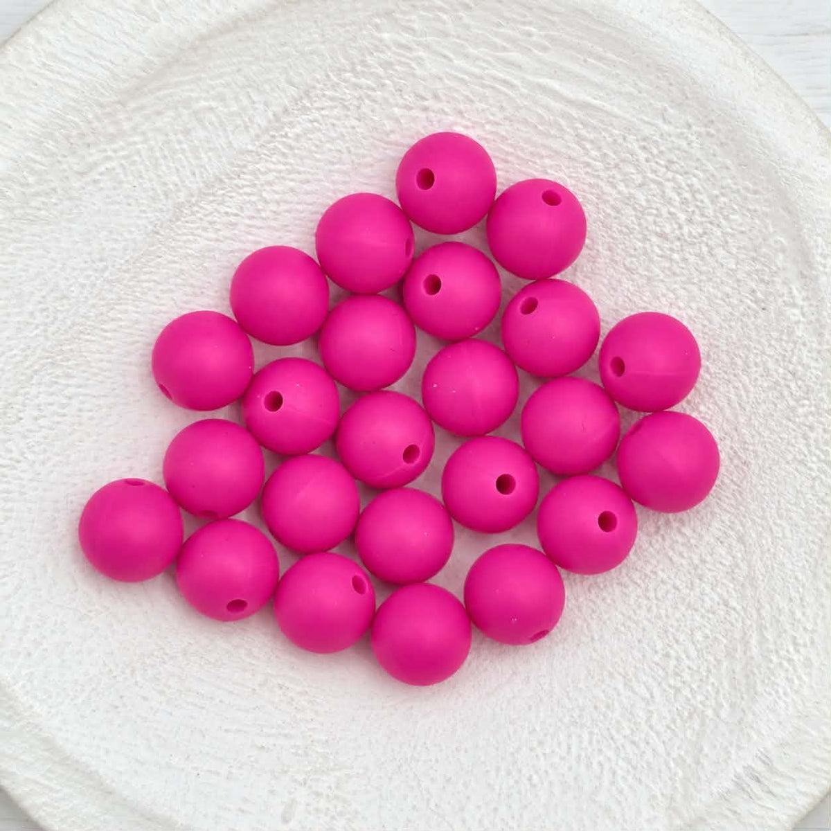 Fuchsia 12mm Silicone Beads, 20 Count