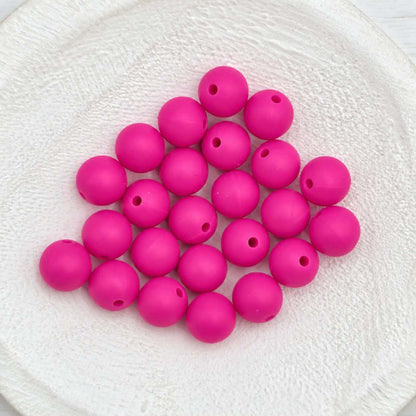 Fuchsia 12mm Silicone Beads, 20 Count