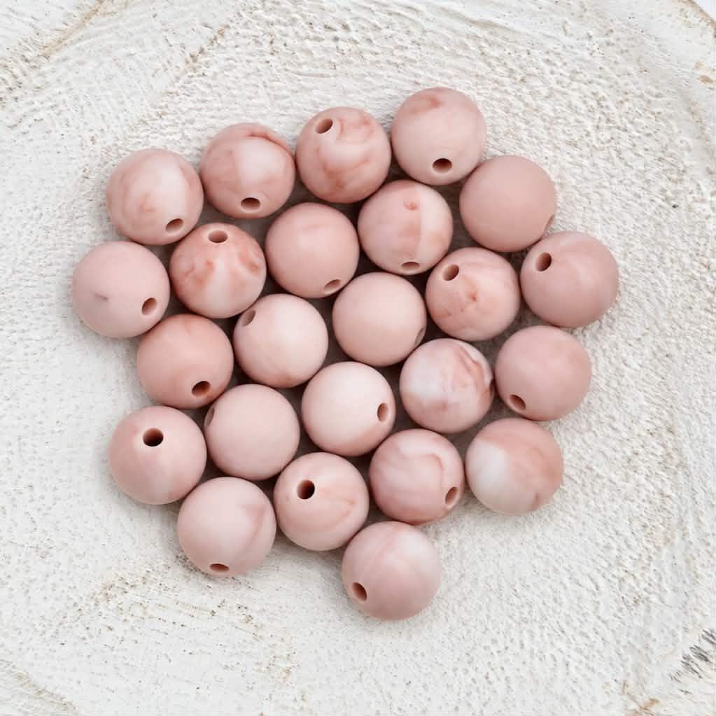 Mauve Marble 12mm Silicone Beads, 20 Count