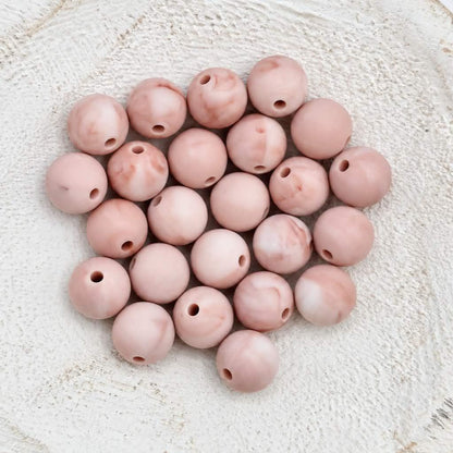Mauve Marble 12mm Silicone Beads, 20 Count