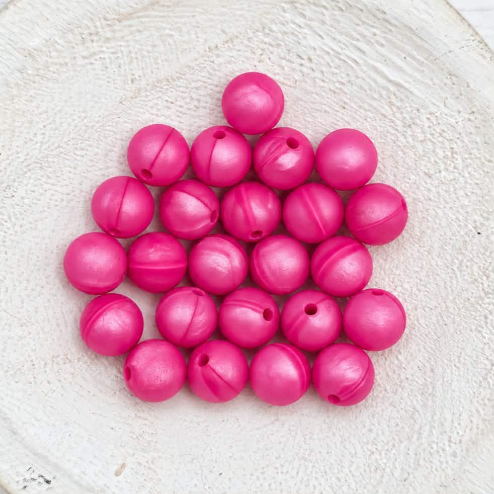 Fuchsia Pearl 12mm Silicone Beads, 20 Count