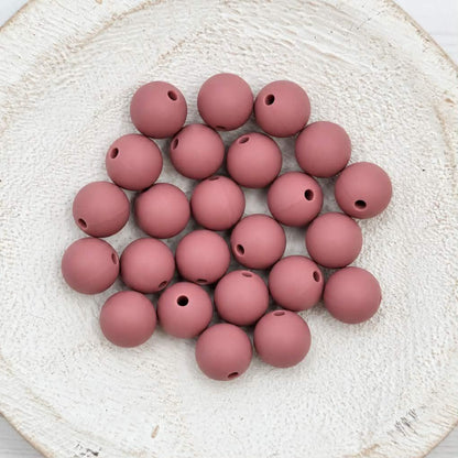 Antique Rose 12mm Silicone Beads, 20 Count