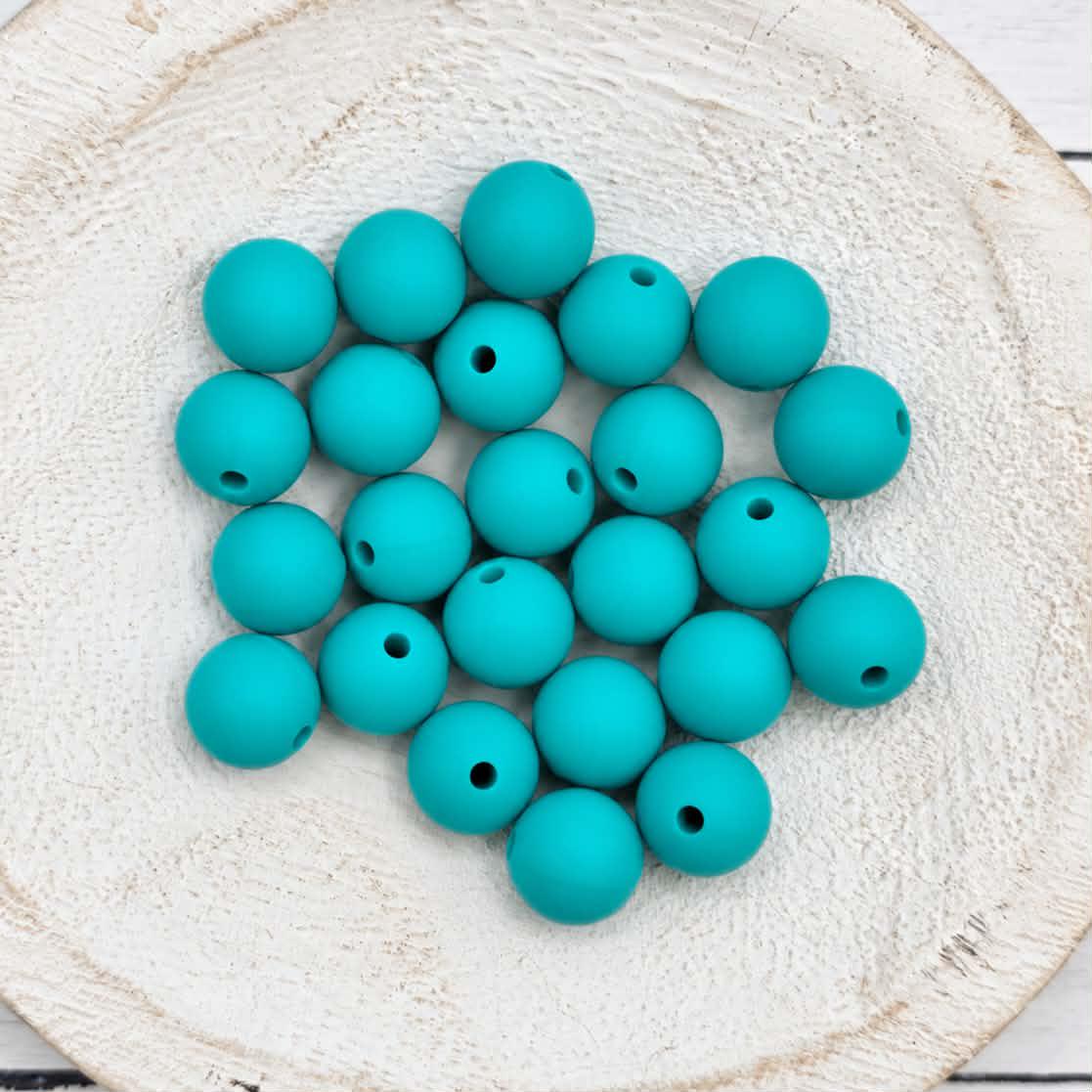 Lake Blue 12mm Silicone Beads, 20 Count