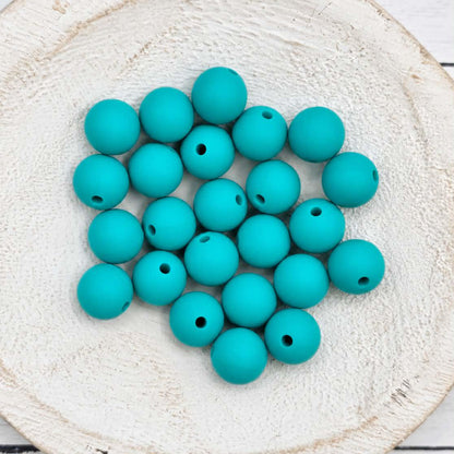 Lake Blue 12mm Silicone Beads, 20 Count