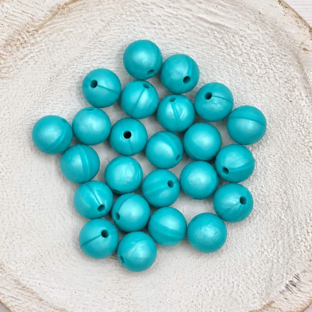 Lake Blue Pearl 12mm Silicone Beads, 20 Count