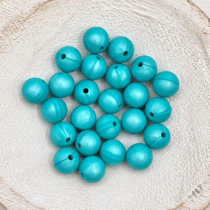 Lake Blue Pearl 12mm Silicone Beads, 20 Count