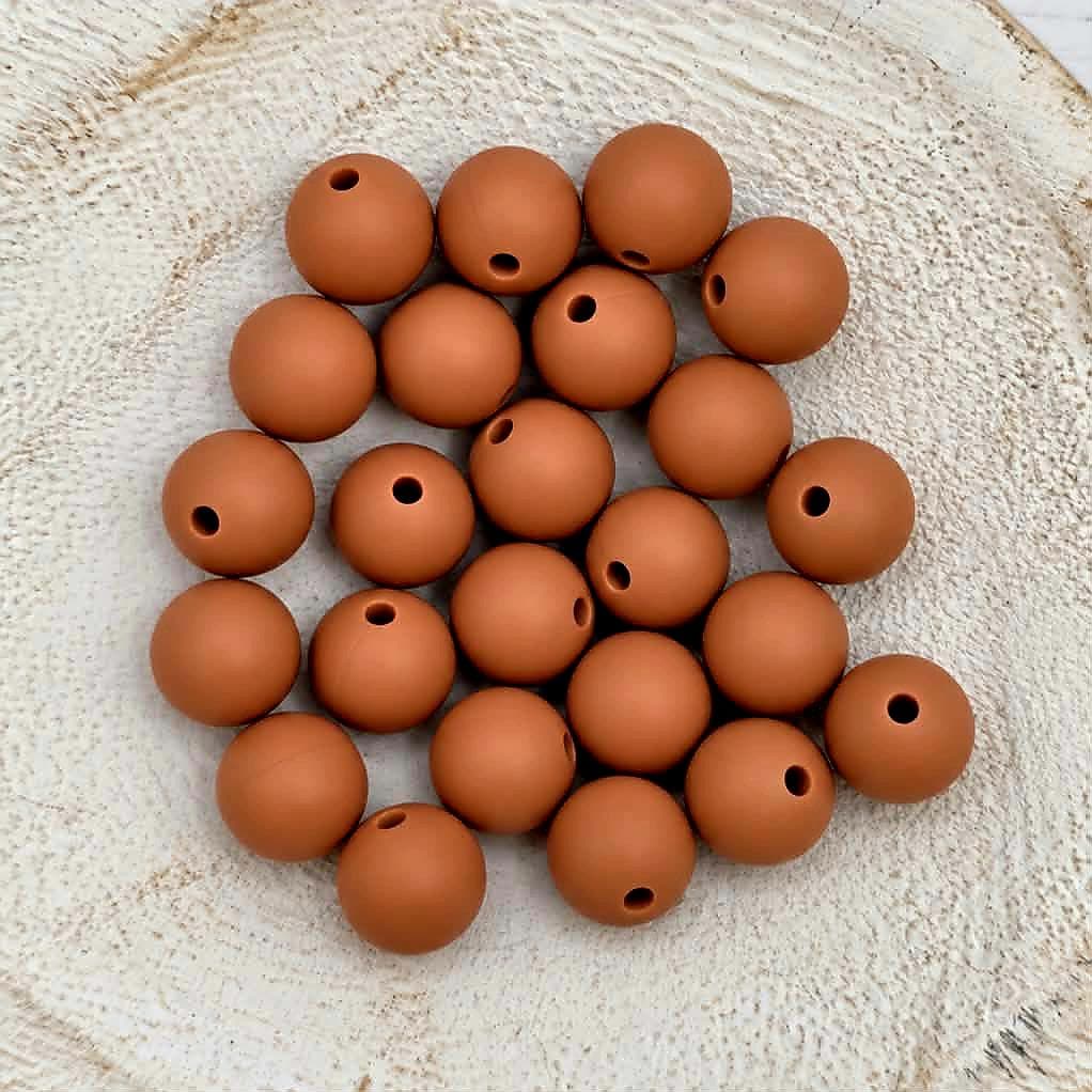 Light Rust 12mm Silicone Beads, 20 Count