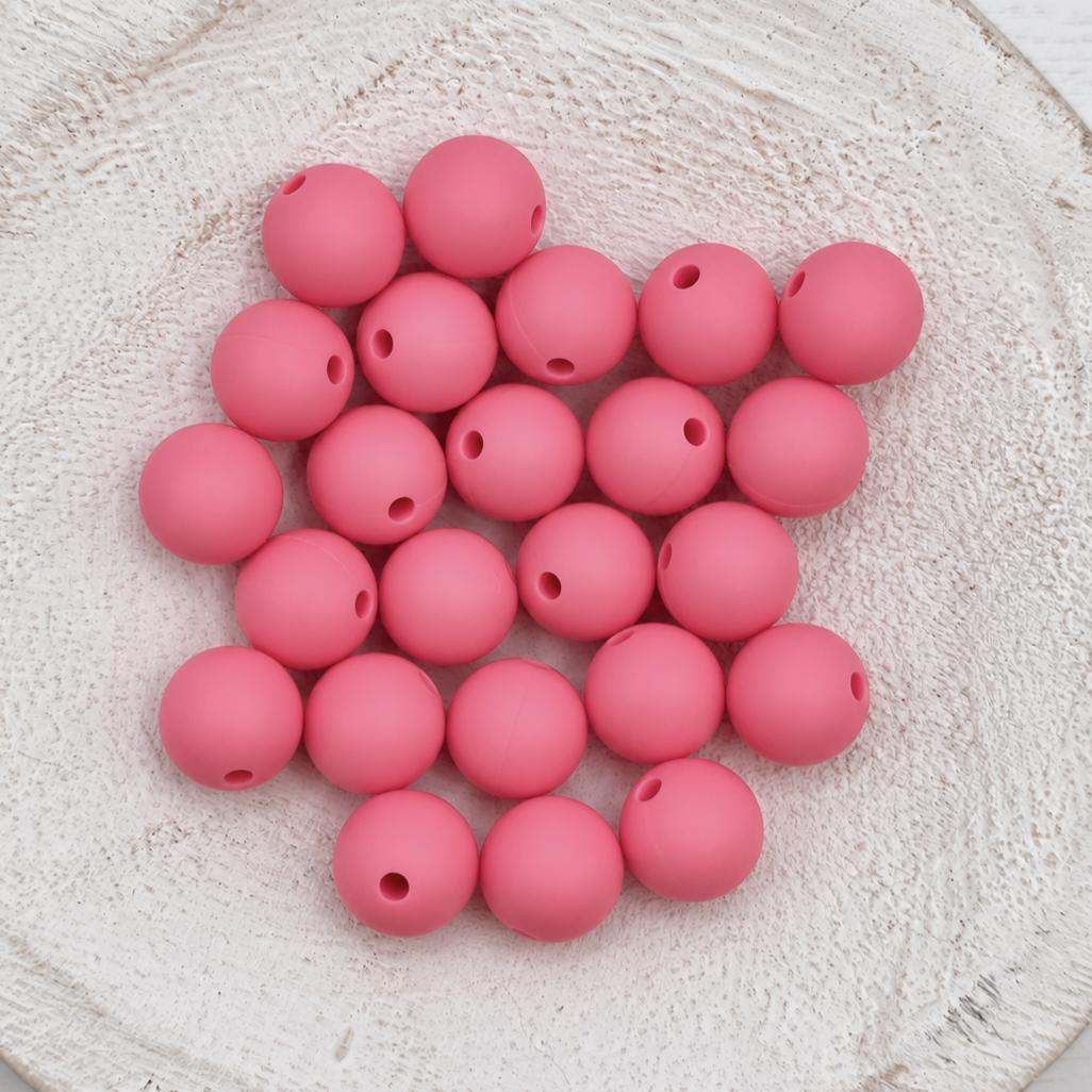 Rouge Pink 12mm Silicone Beads, 20 Count