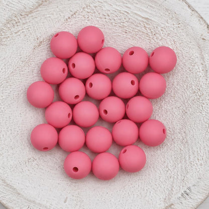Rouge Pink 12mm Silicone Beads, 20 Count