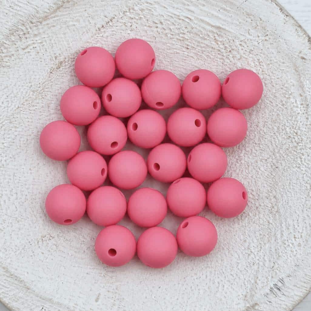 Dark Pink 12mm Silicone Beads, 20 Count