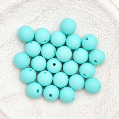 Aqua 12mm Silicone Beads, 20 Count
