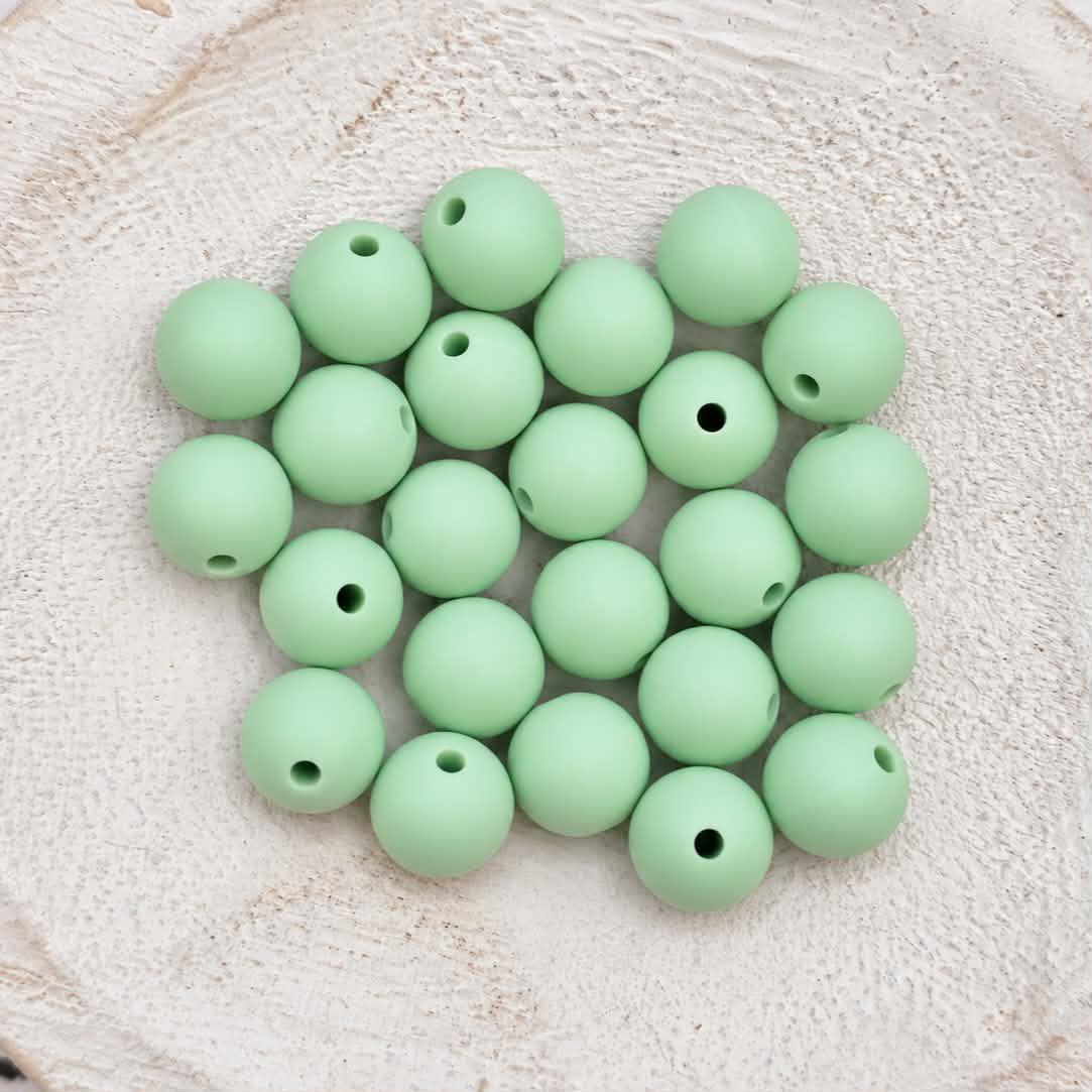 Mint Green 12mm Silicone Beads, 20 Count