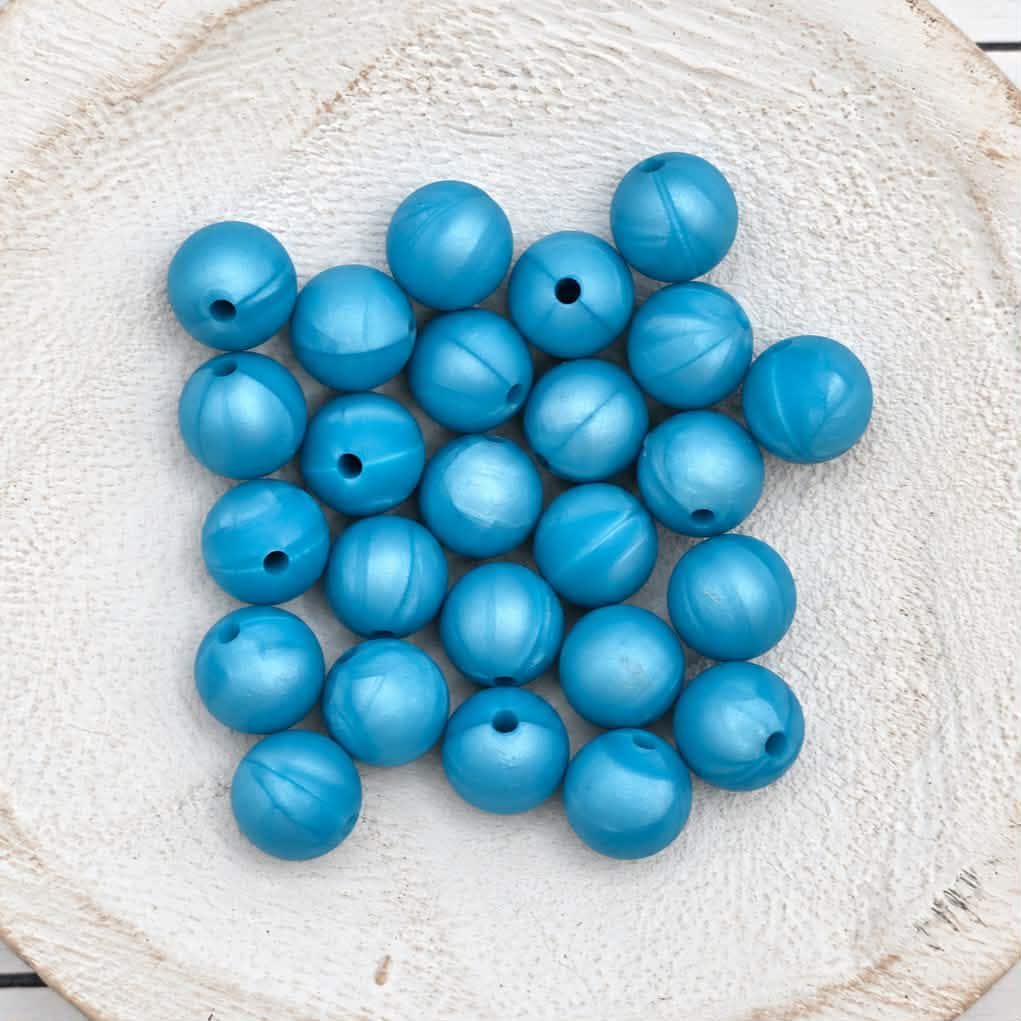 Blue Pearl 12mm Silicone Beads, 20 Count
