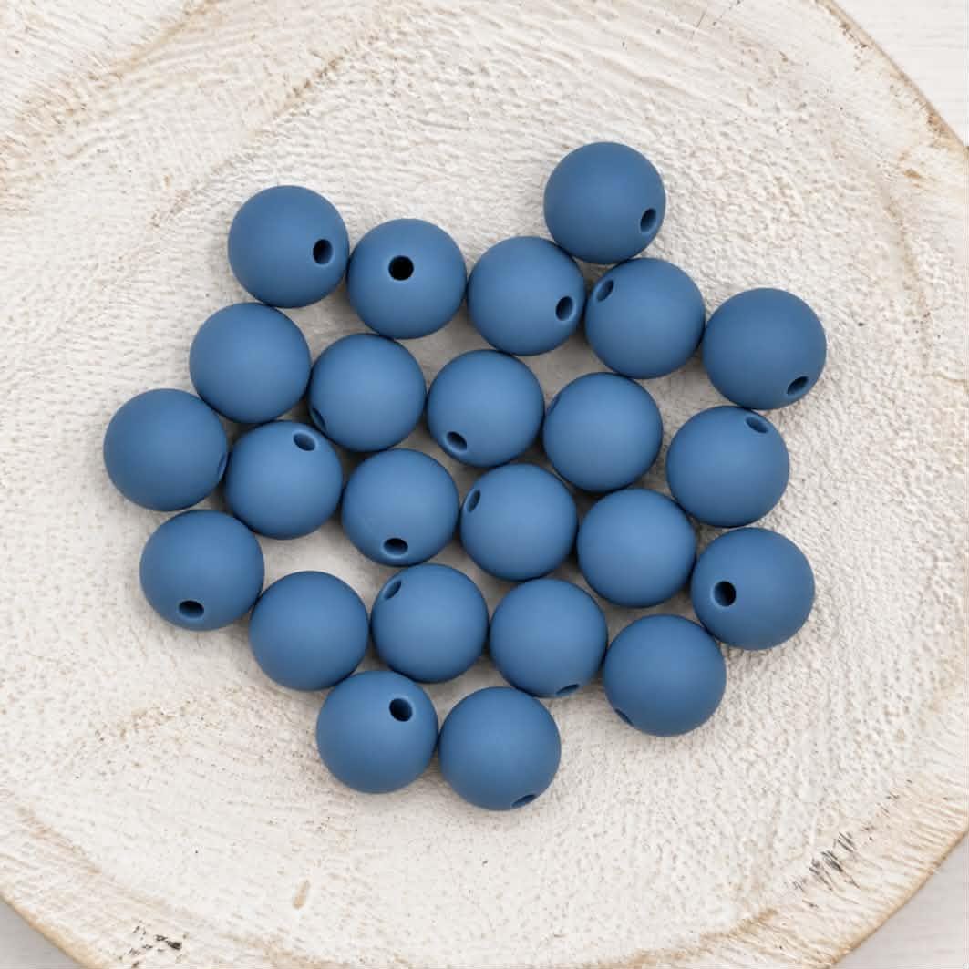 Denim 12mm Silicone Beads, 20 Count
