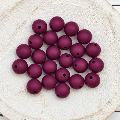 Wine 12mm Silicone Beads, 20 Count