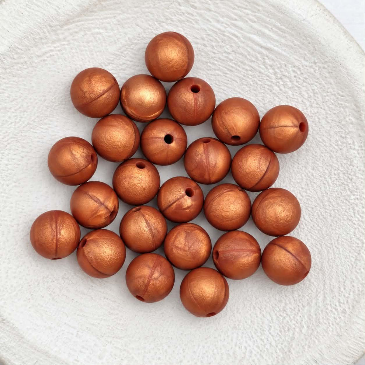 Copper Pearl 12mm Silicone Beads, 20 Count