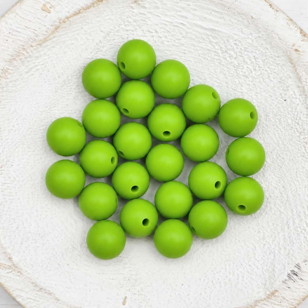 Bright Green 12mm Silicone Beads, 20 Count