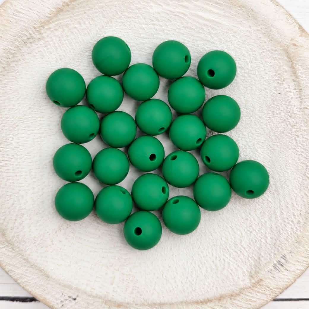Dark Green 12mm Silicone Beads, 20 Count