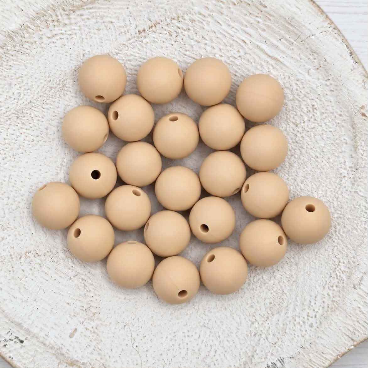Oatmeal 12mm Silicone Beads, 20 Count