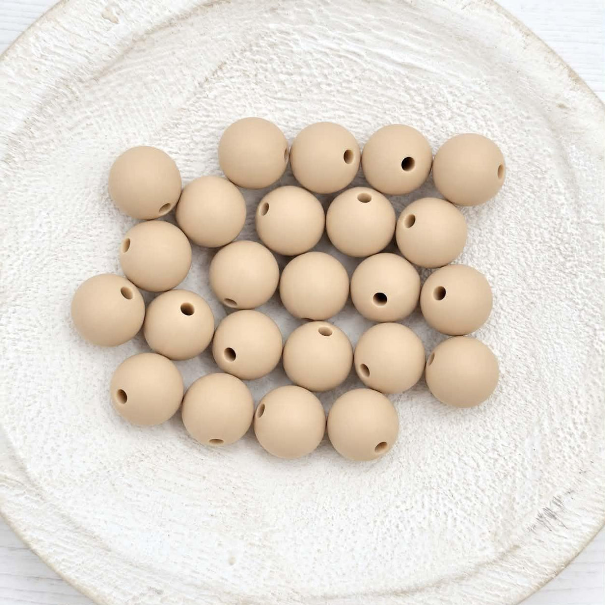 Beige 12mm Silicone Beads, 20 Count