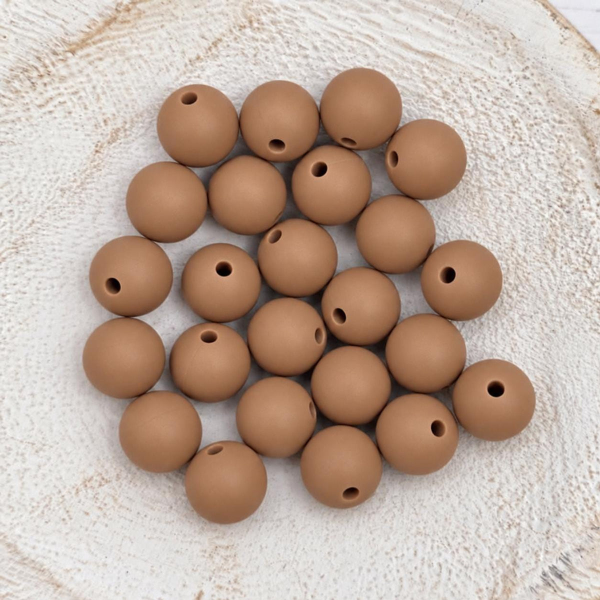 Dark Camel 12mm Silicone Beads, 20 Count