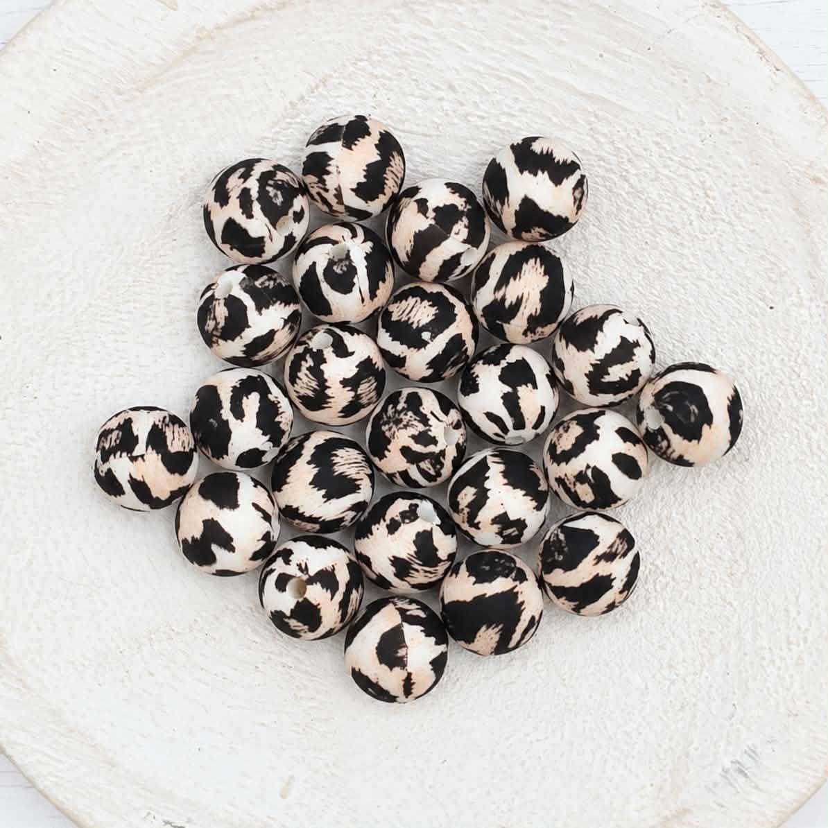 Cheetah 12mm Silicone Beads, 20 Count