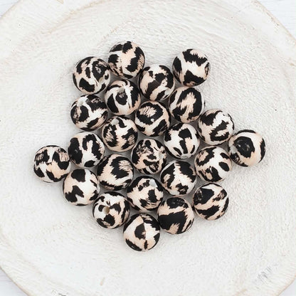 Cheetah 12mm Silicone Beads, 20 Count